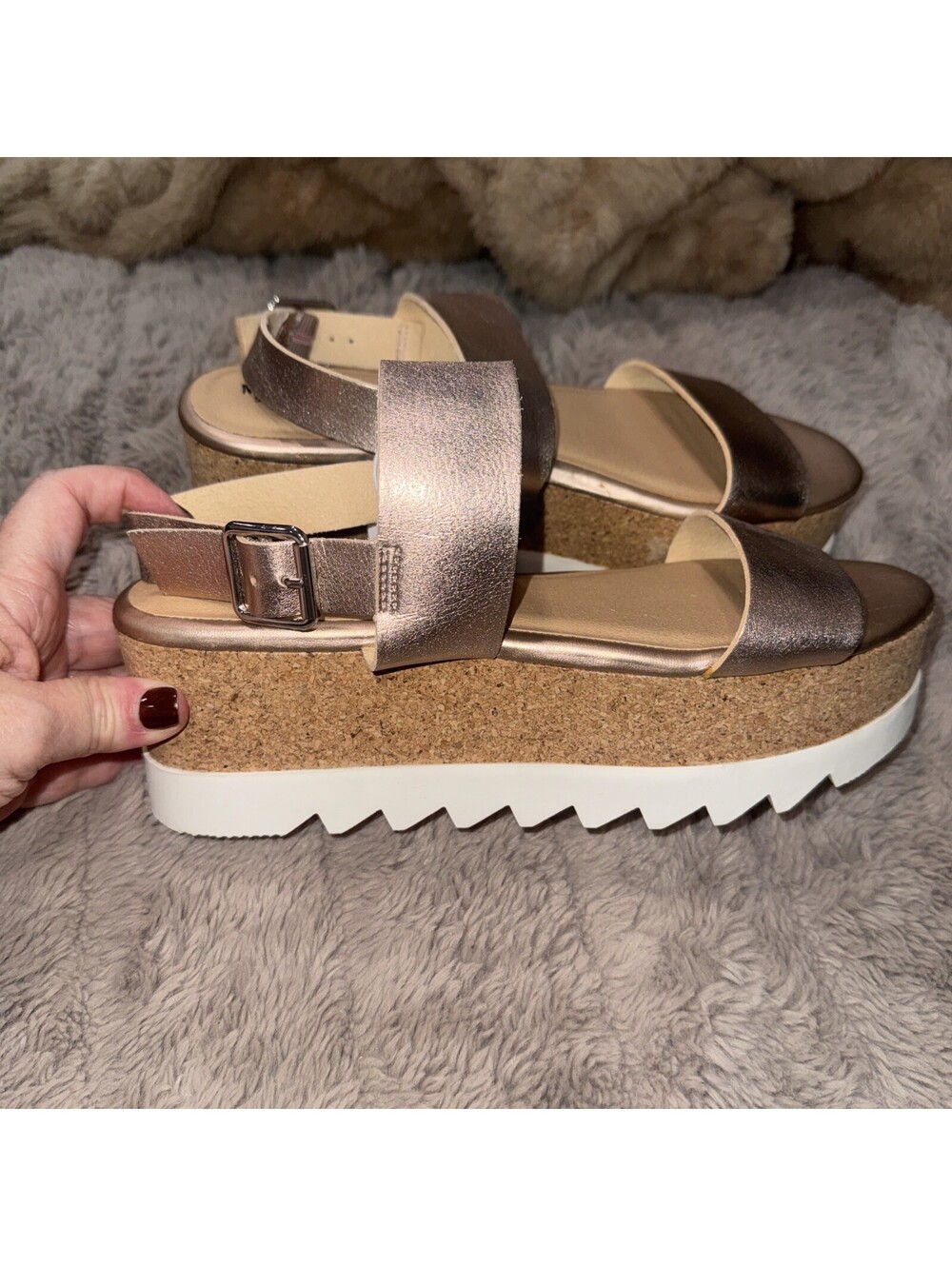 New Mossimo Women's Bronze Gold Lizzie Cork Platform Sandals , Espadrilles, Sz 8